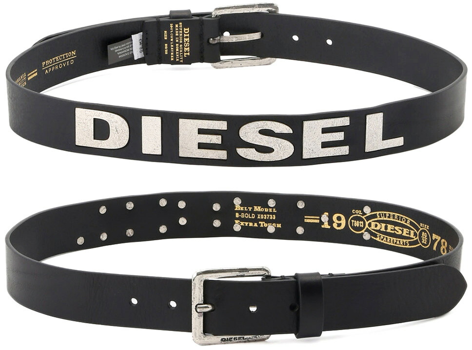 楽天市場】DIESEL ディーゼル メンズレザーベルトブラック オリーブ