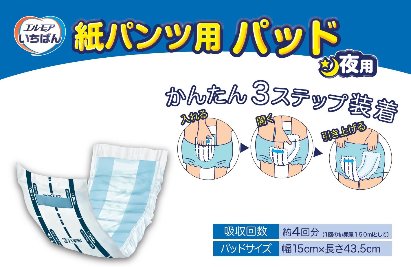 楽天市場】尿とりパッド エルモアいちばん 紙パンツ用パッド夜用 1