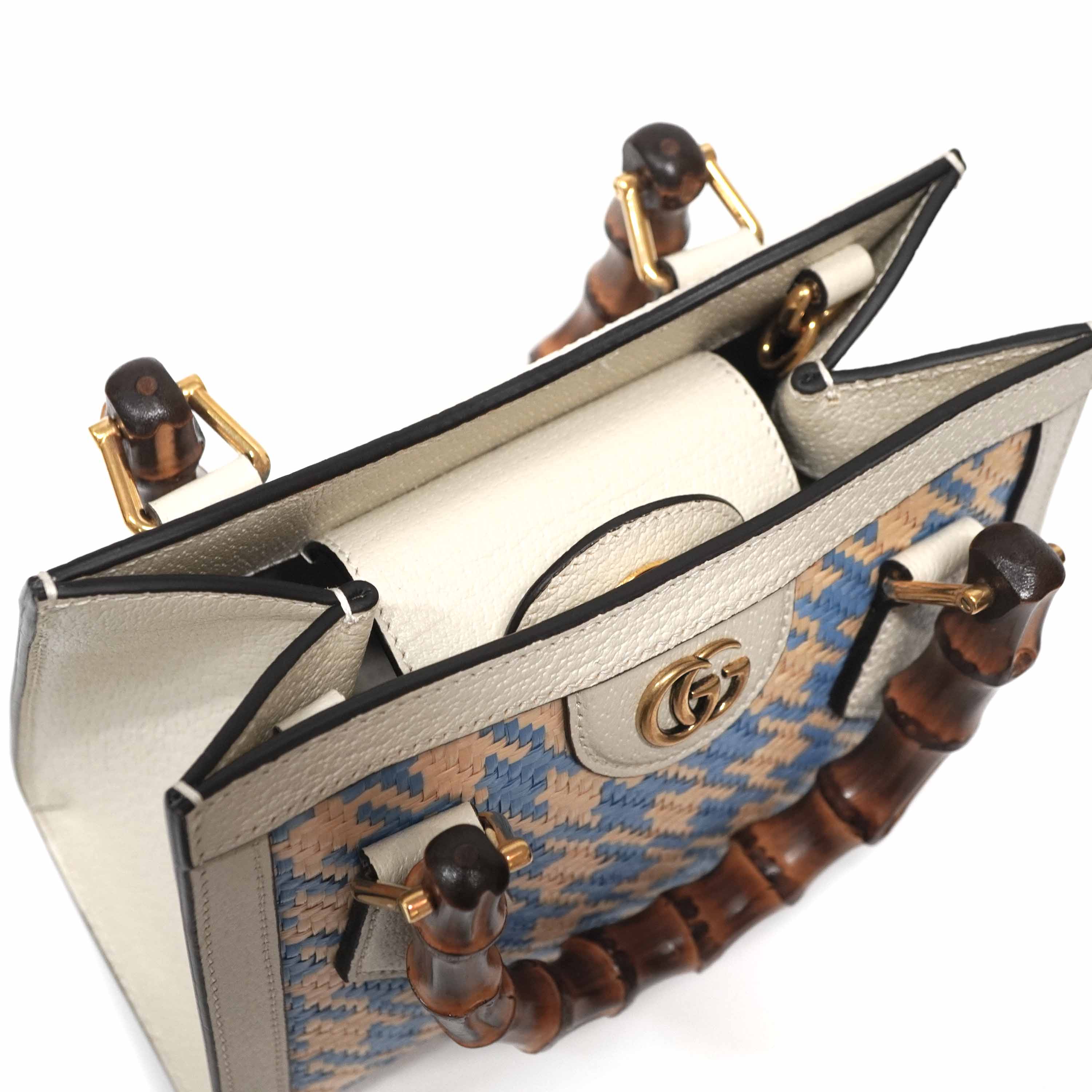 楽天市場】グッチ Gucci 702732 ラフィア バンブー 2WAYバッグ 千鳥柄