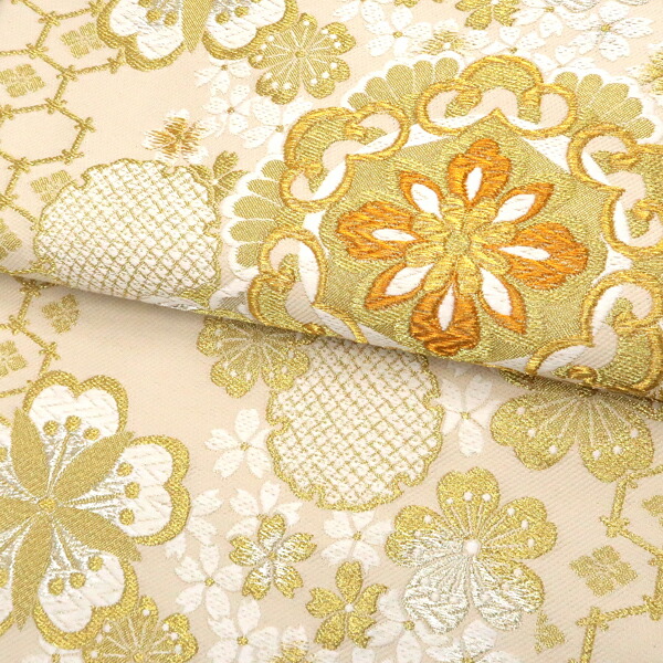 楽天市場】振袖用袋帯 熊井機業店 ベージュ 金 仕立て上がり 西陣織