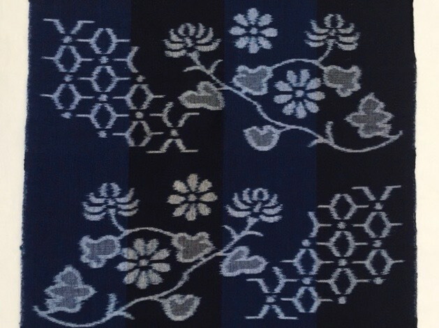 楽天市場】446 藍染木綿 弓浜絣 九寸名古屋帯 麻の葉に花文様 経済産業