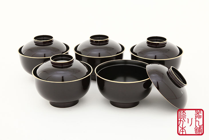楽天市場】送料無料 雑煮椀 蓋付き 5客セット 溜渕金雑煮椀揃 日本製