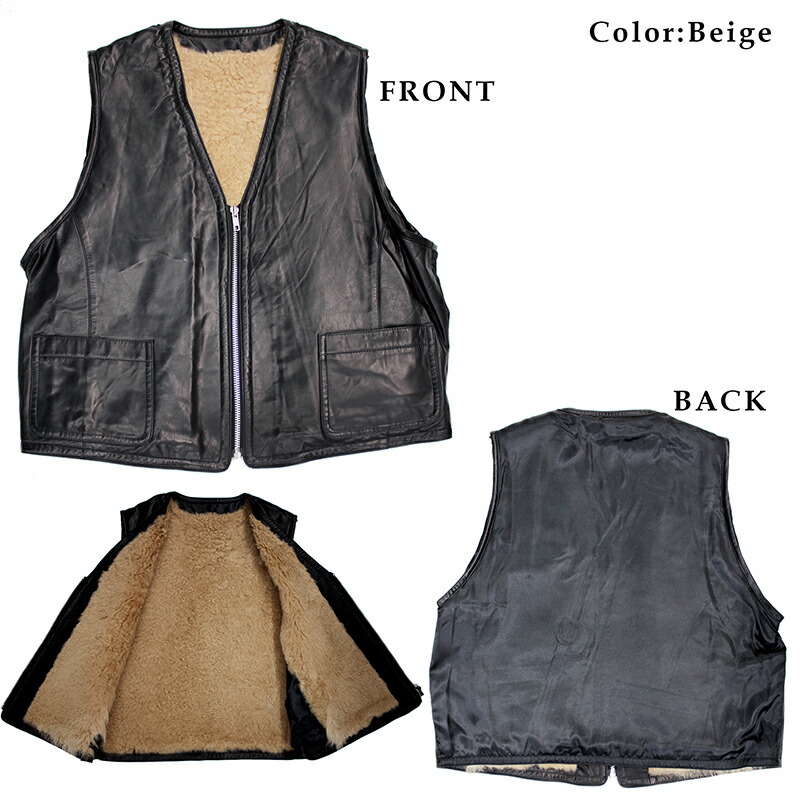 楽天市場】【内側に毛皮が付いていて暖かい♪】 レザーベスト メンズ