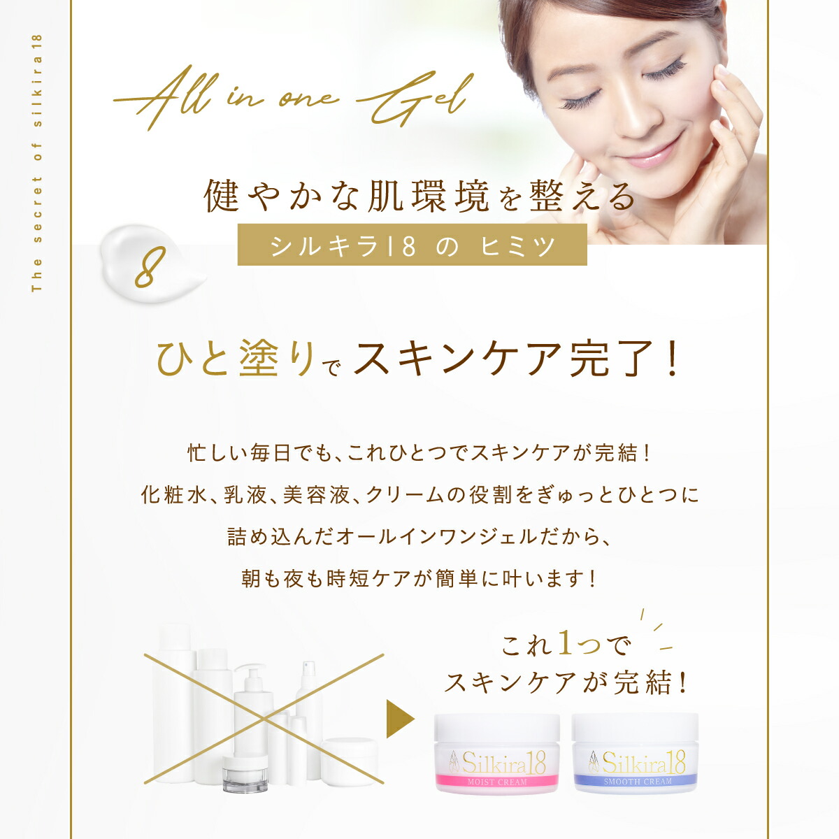 楽天市場】【日本製】シリカ 配合 オールインワンジェル シルキラ18