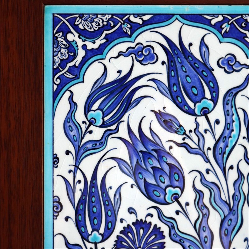 楽天市場】トルコタイル 手書き陶器2枚額 H47×W27×D1.5cm ブルー