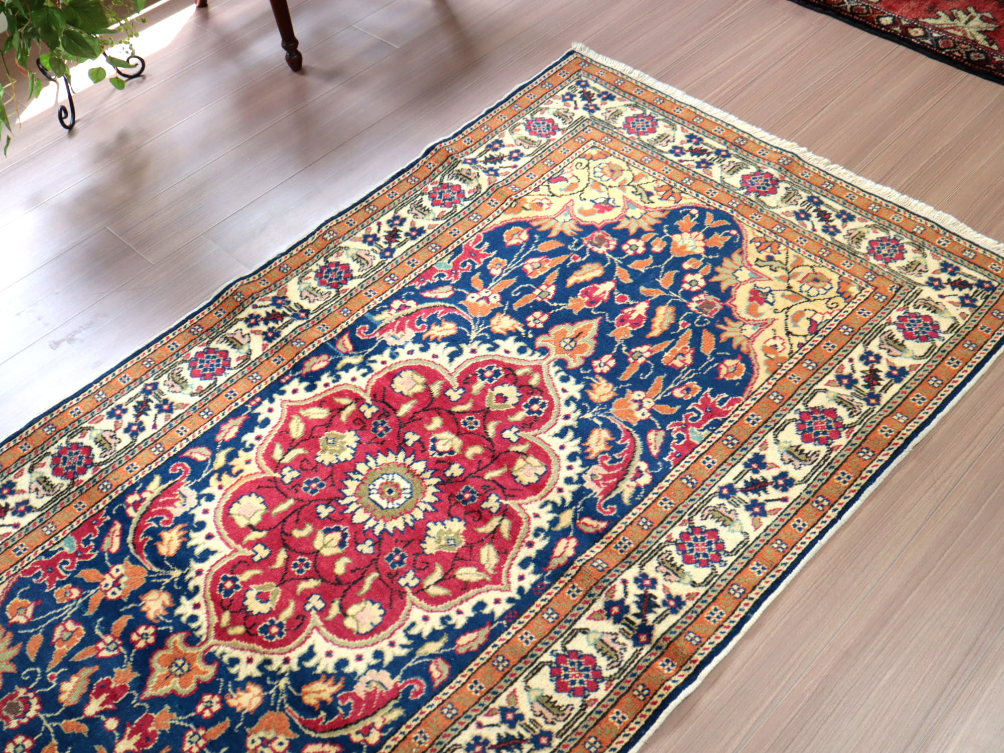 超大判165×286 メダリオン グレージュ ボタニカル トルコヴィンテージ