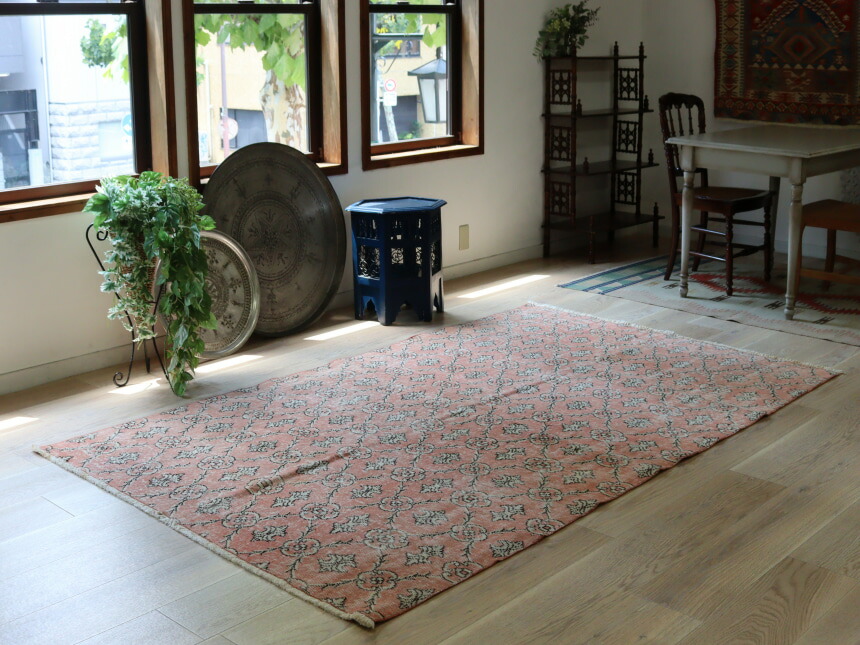 楽天市場】オーバーダイド ヴィンテージラグ ピンク 237×147cm トルコ