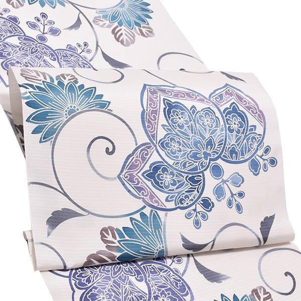 楽天市場】【Prices down2】大島染め名古屋帯 「白地 薄藍に桐と菊