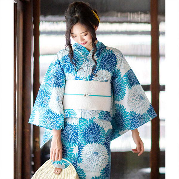 新品 4点 浴衣 セット 浴衣セット ゆかた レディース 白 青 Y4-56 新品