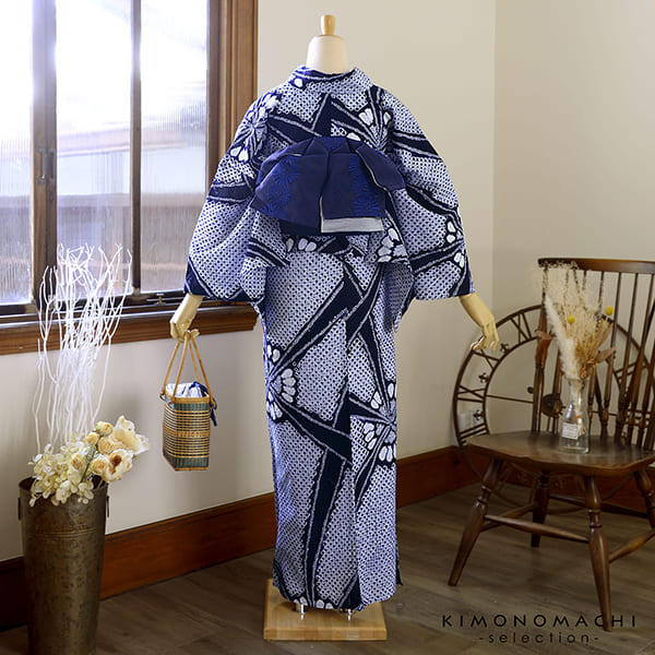 楽天市場】お仕立て上がり絞り浴衣単品「チャーミング花火 紺」有松