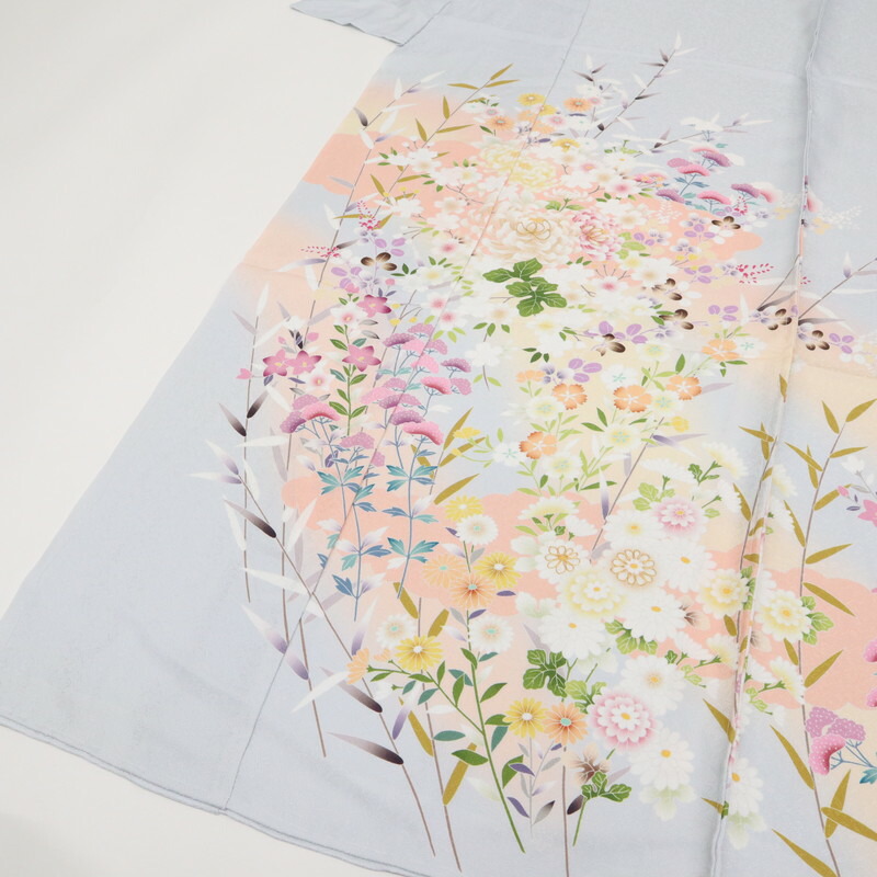 楽天市場】【新品】仮絵羽 訪問着 菊と彩りの花々 フォーマル 水色