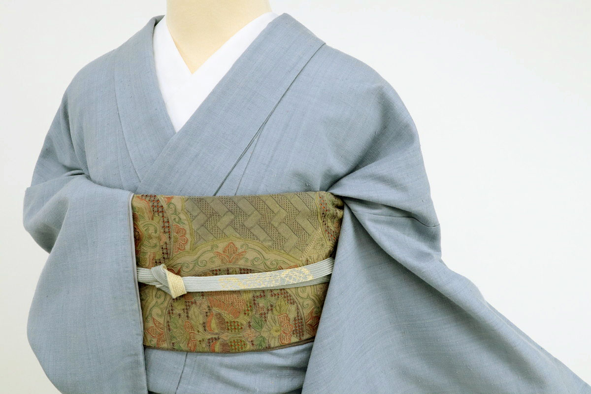 楽天市場】重要無形文化財『本場結城紬』無地小紋/ブルーグレー/袷正絹