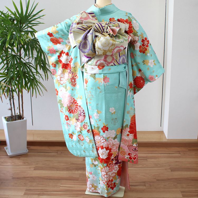 楽天市場】【レンタル】 振袖レンタル 成人式 振袖 水色 牡丹 身長147
