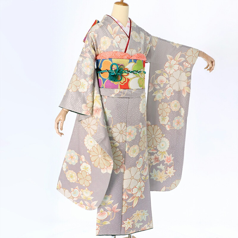 楽天市場】【振袖 レンタル】 結婚式 結納R052 正絹 藤色 紗綾桜に菊