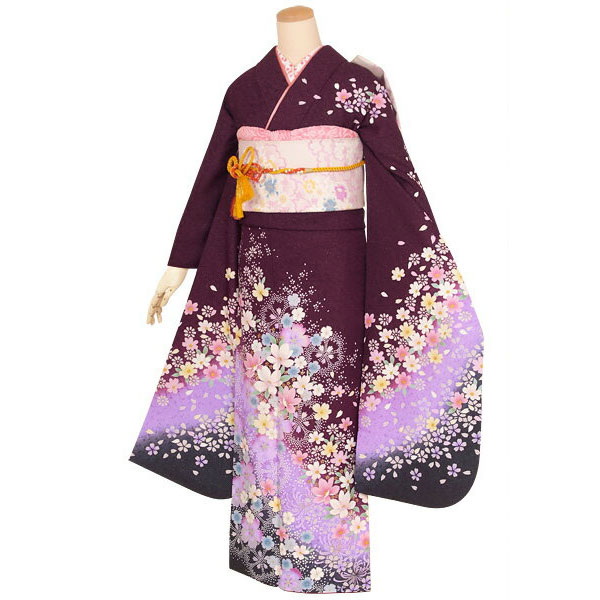 楽天市場】【成人式 振袖 レンタル】RS1402 正絹 紫 桜なでしこフル