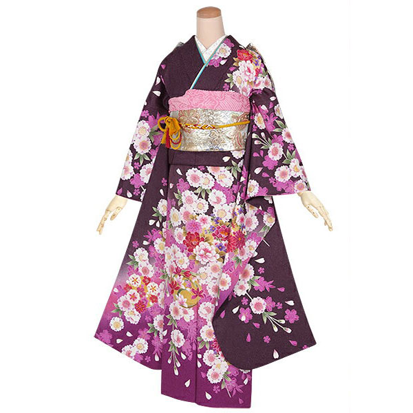 楽天市場】【成人式 振袖 レンタル】RS1432 正絹 グレー紫 枝垂桜に