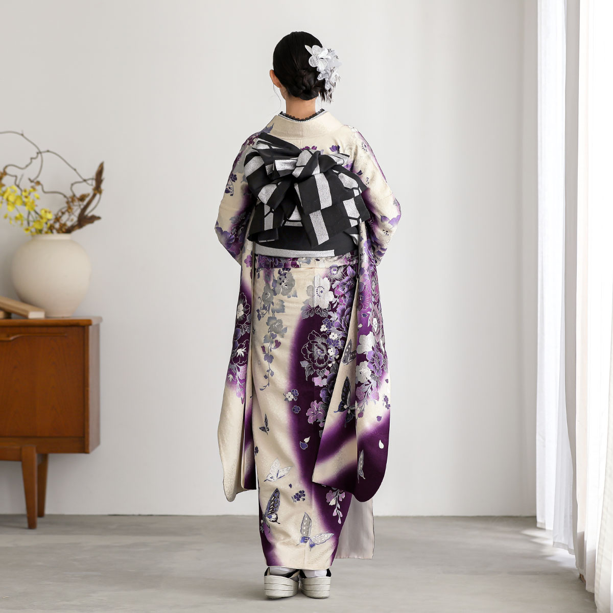 楽天市場】【成人式 振袖 レンタル】RS1435 正絹 白紫 輝く牡丹に蝶