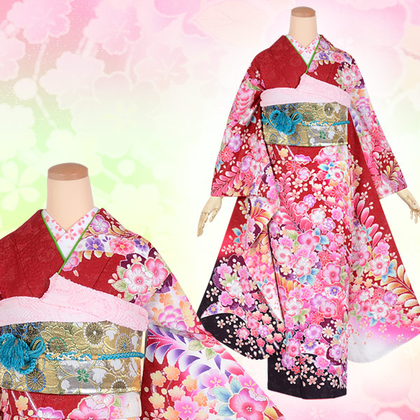 楽天市場】【成人式 振袖 レンタル】RS1654 正絹 赤 豪華 総柄 辻が花