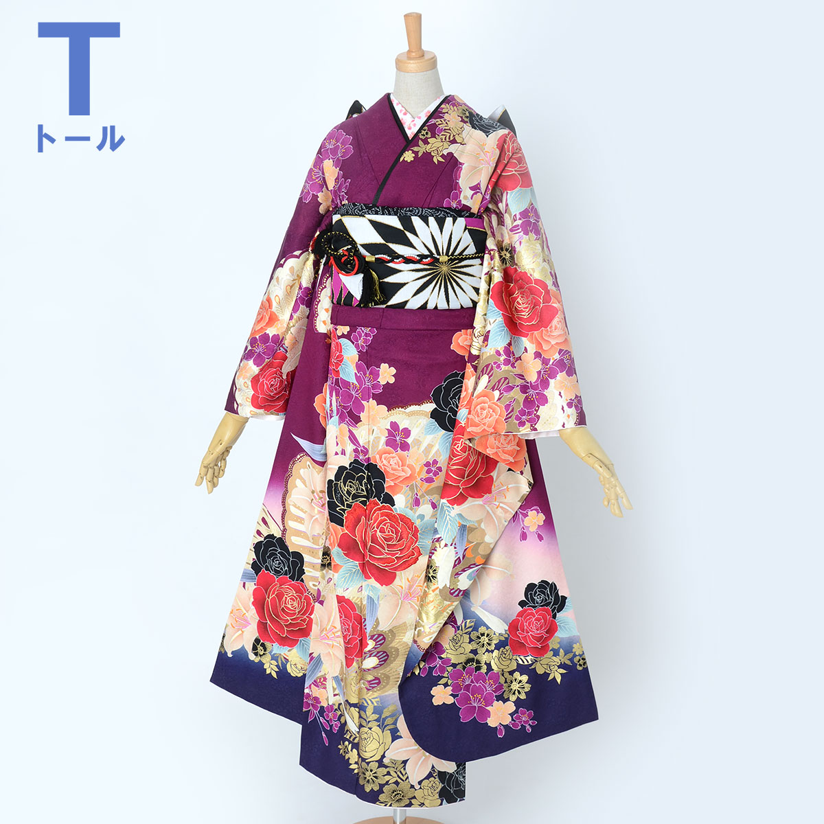 楽天市場】【成人式 振袖 レンタル】RS1864 正絹 赤紫 薔薇と百合フル