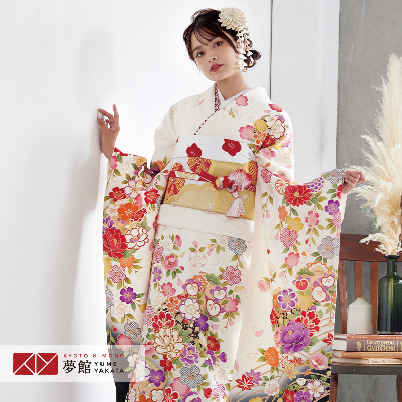 楽天市場】【振袖 レンタル】 結婚式 結納R1101 正絹 白 枝垂桜に花丸