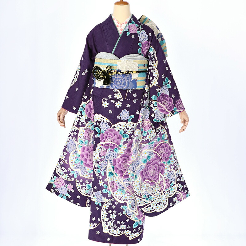 楽天市場】【振袖 レンタル】 結婚式 結納R409紫 薔薇＆薔薇 振袖