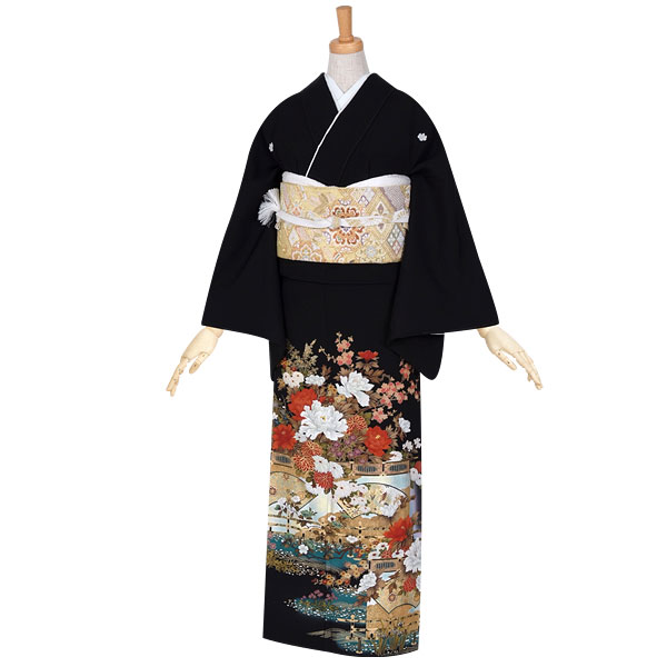 楽天市場】【レンタル】留袖 レンタル kansai「T176 牡丹屏風図 」 黒