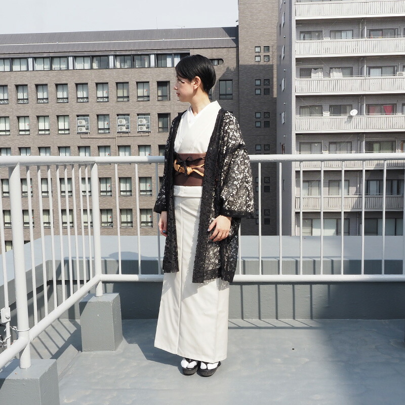 楽天市場】葉もようの洒落たデザイン レースの薄羽織 日本製 たとう紙