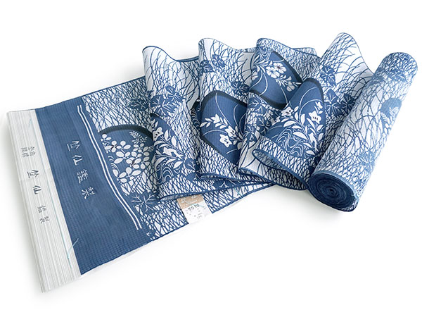 楽天市場】竺仙 浴衣 夏着物 反物 単品 引き染 綿 紅梅小紋 白地 紺