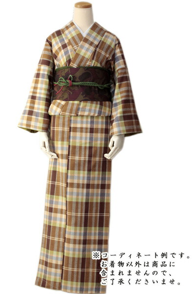 楽天市場】【正絹着物 仕立上り 単品 ブラウン系格子柄 フリーサイズ