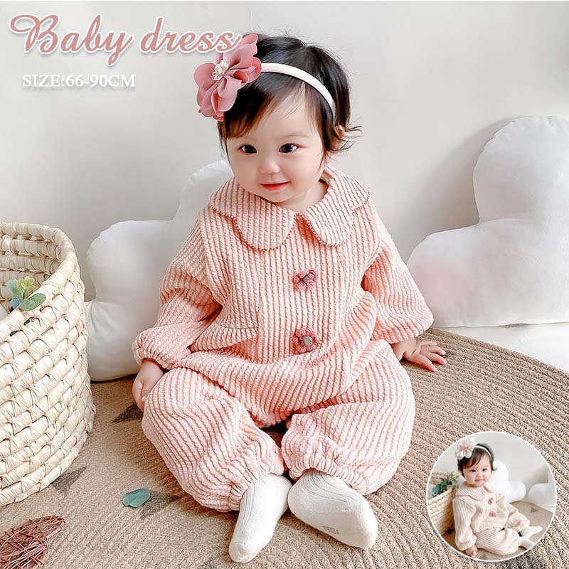 楽天市場】ロンパース ピンク 女の子 秋冬 ベビー服 送料無料 新生児服