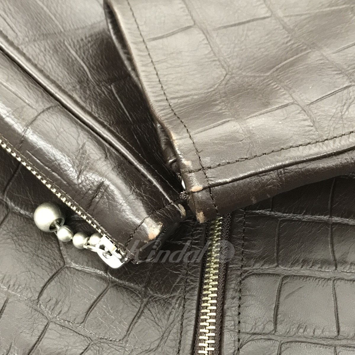 beautiful people モッククロック クロコ型押しレザージャケット