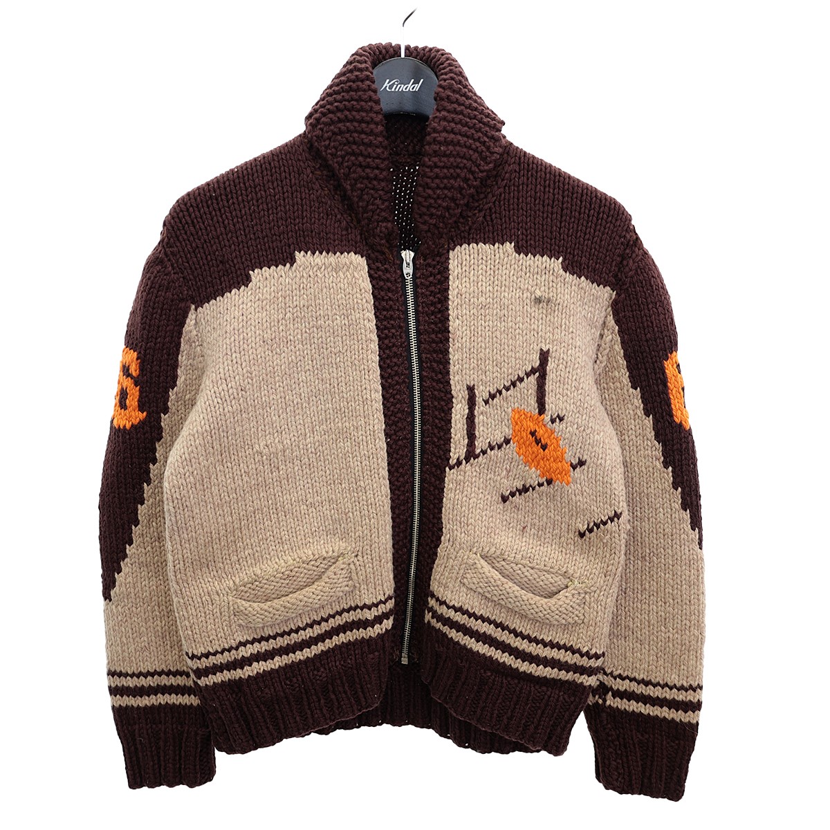 70s カウチンセーター ライトニングジップ 要クリーニング 70s