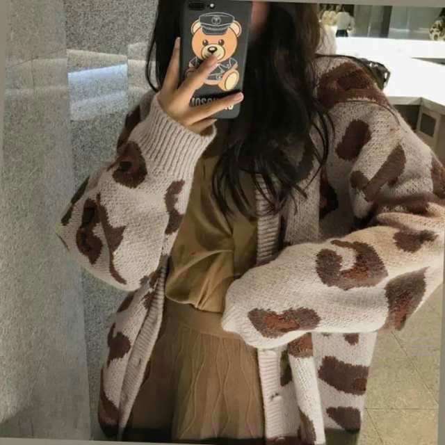 楽天市場】レディース 冬 カーデ レオパード柄 ニット Vネック ニット