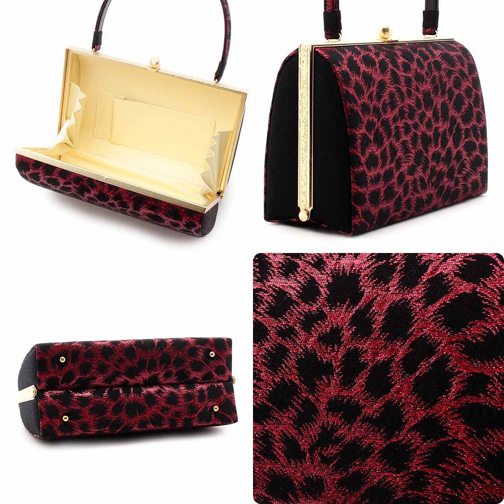 美品)レオパード柄 和装用バッグと草履セット 美品)レオパード柄 和装