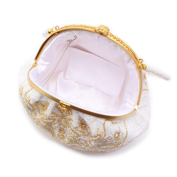 楽天市場】手刺繍ビーズバッグ 国産グラスビーズ ホワイト 七宝に華 袴