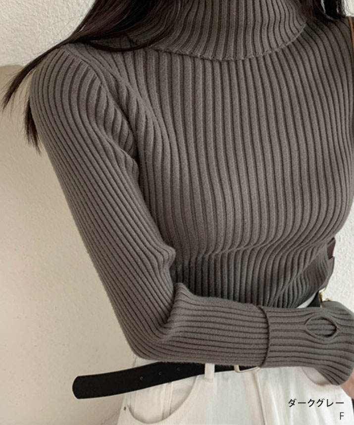 楽天市場】ニット《サムホール付きタートルネックニットトップス 全7色