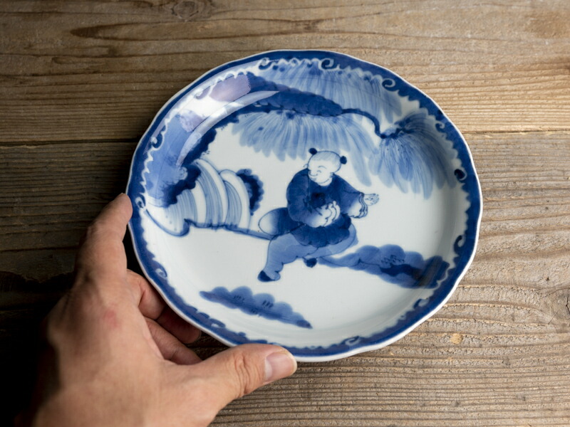 73『染付 花 輪花鉢』 /骨董品 古美術 アンティーク 古玩 73『染付 花