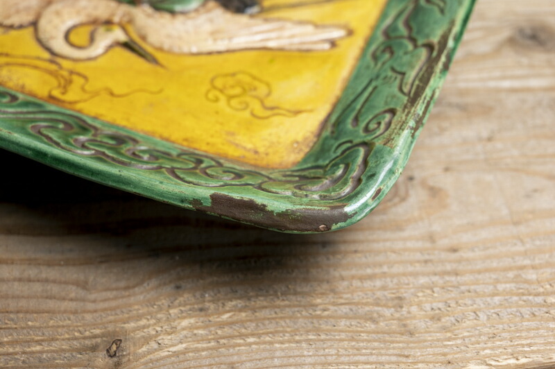 楽天市場】○源内焼陽刻鶴仙人文角皿○再興源内焼 / 鳩渓 (平賀源内)の