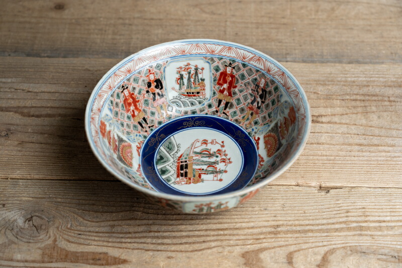 楽天市場】骨董○有田焼染錦南蛮図深鉢○南蛮船と南蛮人の図 | 20世紀
