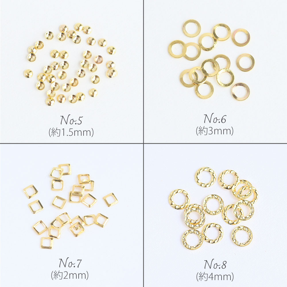 楽天市場】ネイルパーツ No.1-No.15 ゴールド 約200個入 メタル