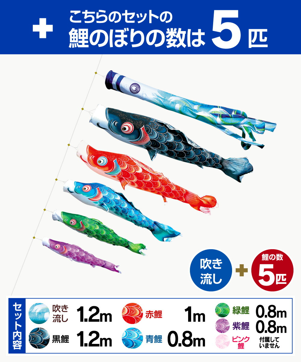 楽天市場】【2/20マラソンP最大15倍】 徳永鯉のぼり 風舞い鯉 1.2m 8点