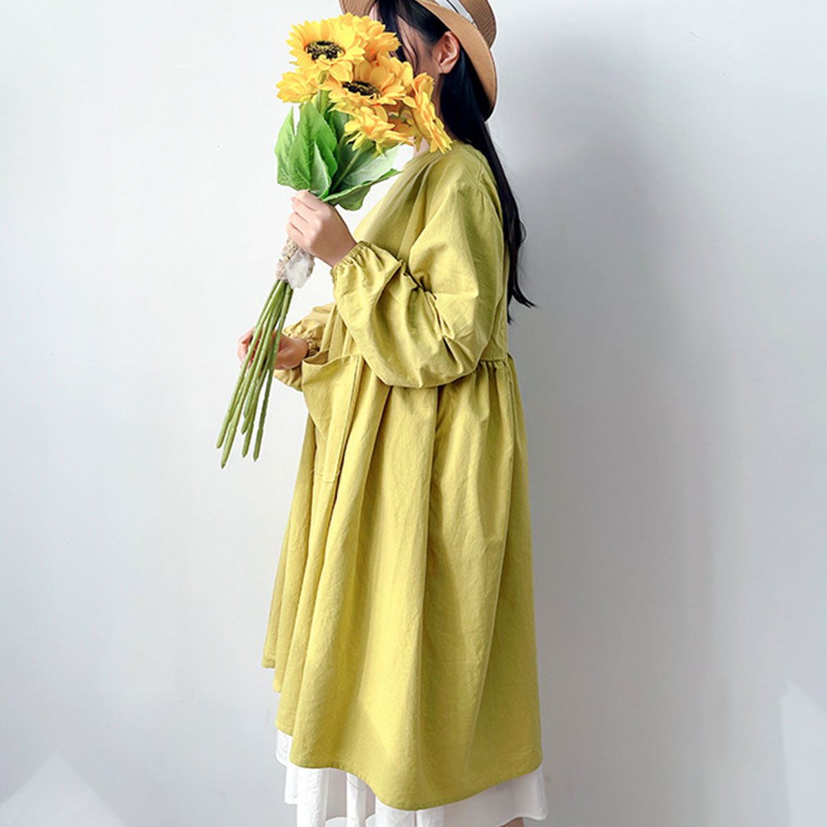 楽天市場】割烹着 エプロン レディース スモック かぶり 長袖 ゆったり