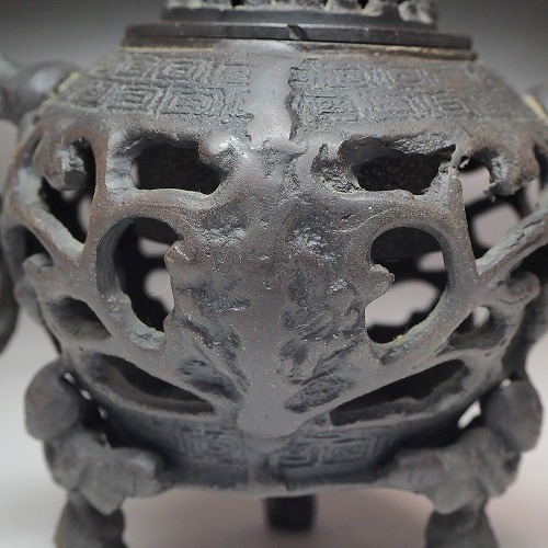 楽天市場】梅獅子文香炉 鉄製 0151香道 茶道 書道 煎茶道古道具 古民具