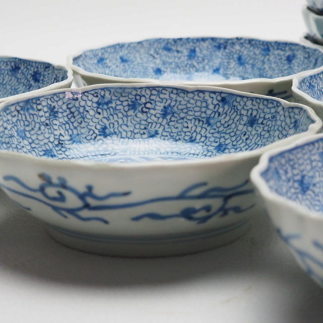 楽天市場】微塵唐草文様 なます皿 深皿12枚組 0719明治時代 伊万里 染