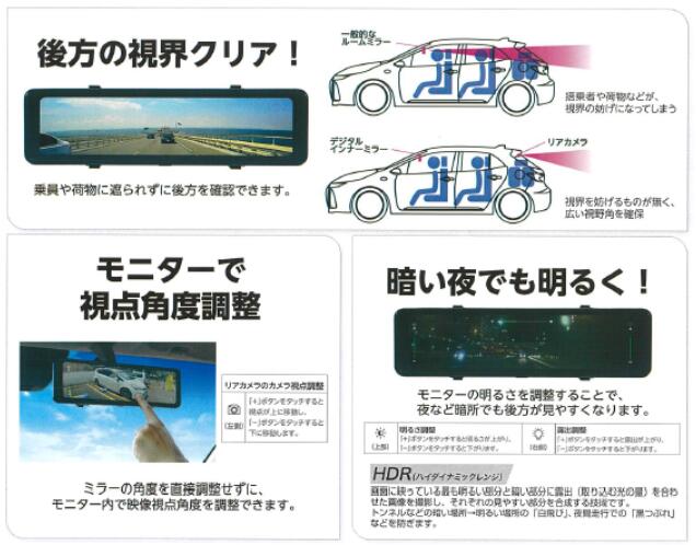 楽天市場】デジタルインナーミラー 前後撮影 品番 NPD-M1100 NPDM1100