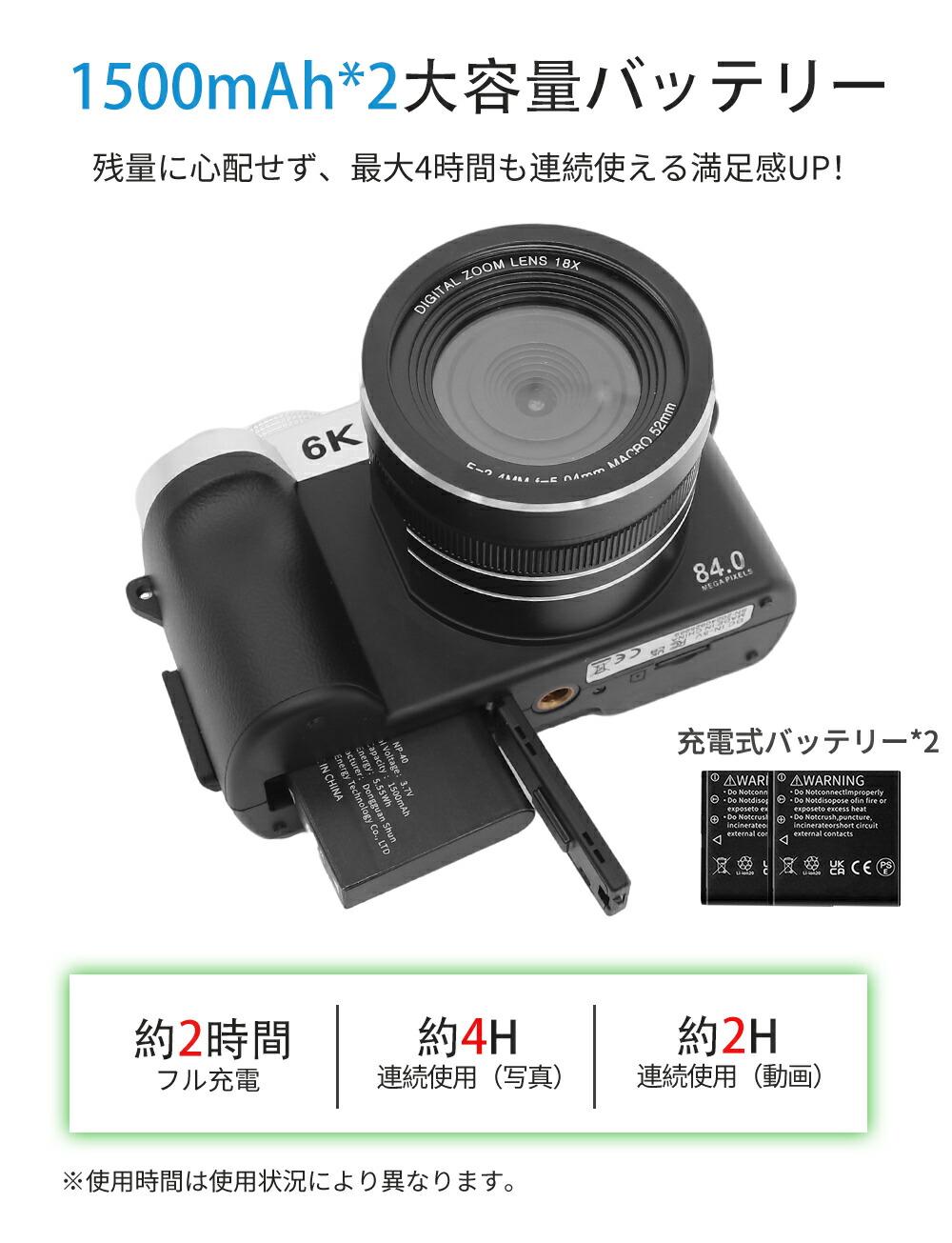 楽天市場】【バッテリー*2☆32GBカード☆最強6K録画】デジタルカメラ