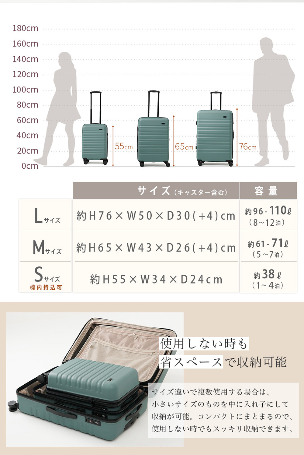楽天市場】【最大20％OFFクーポン配布中】スーツケース Lサイズ 拡張