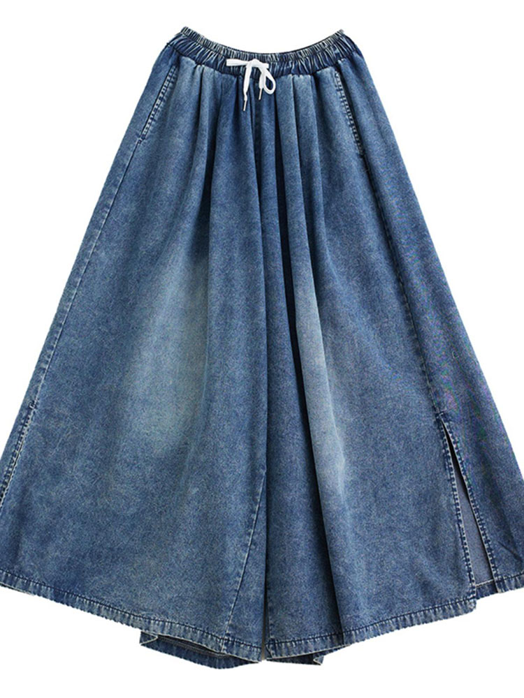 楽天市場】ワイドパンツ レディース デニム ガウチョパンツ デニム