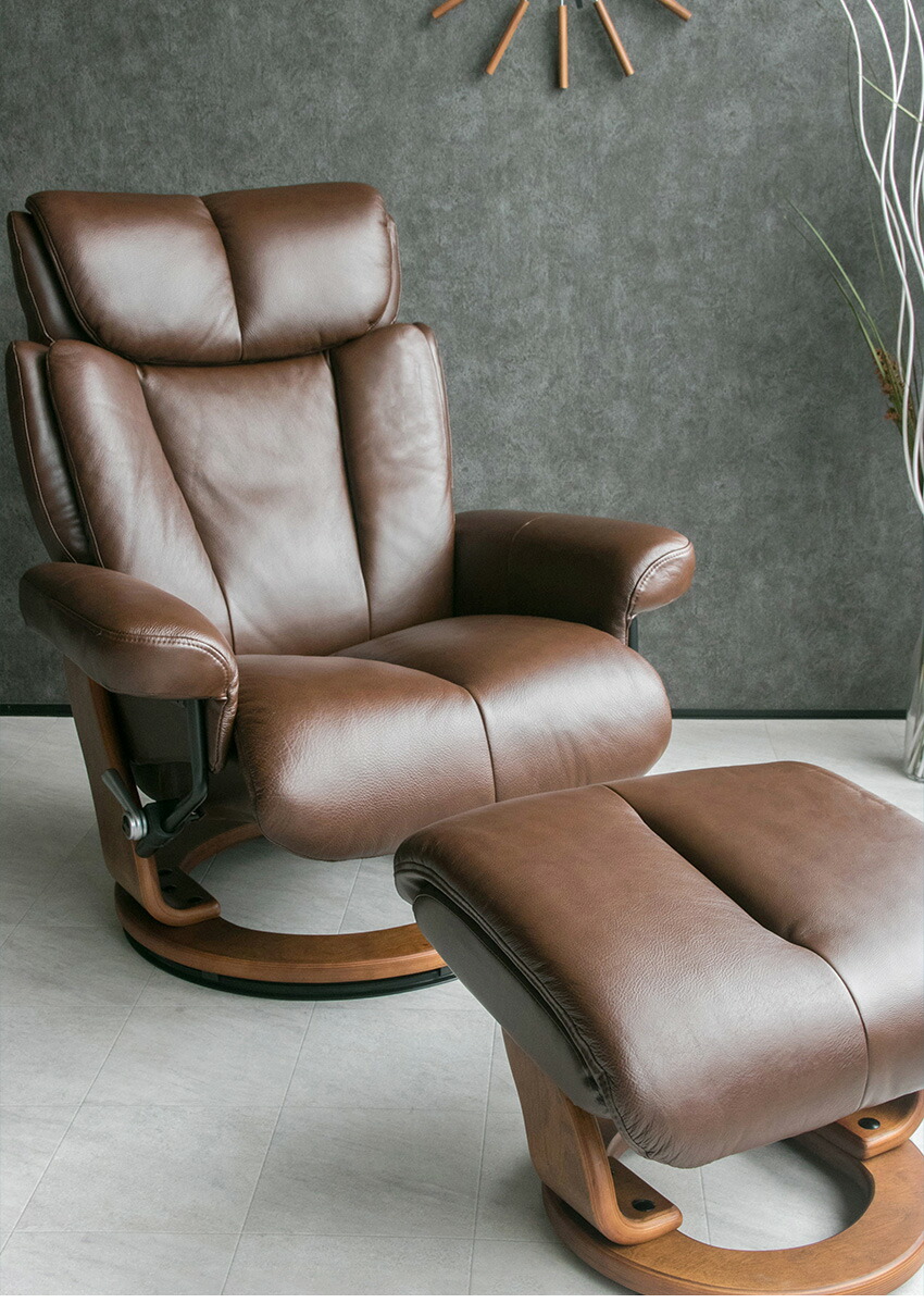 楽天市場】【送料無料】 パーソナルチェア オットマン付き 本革 レザー