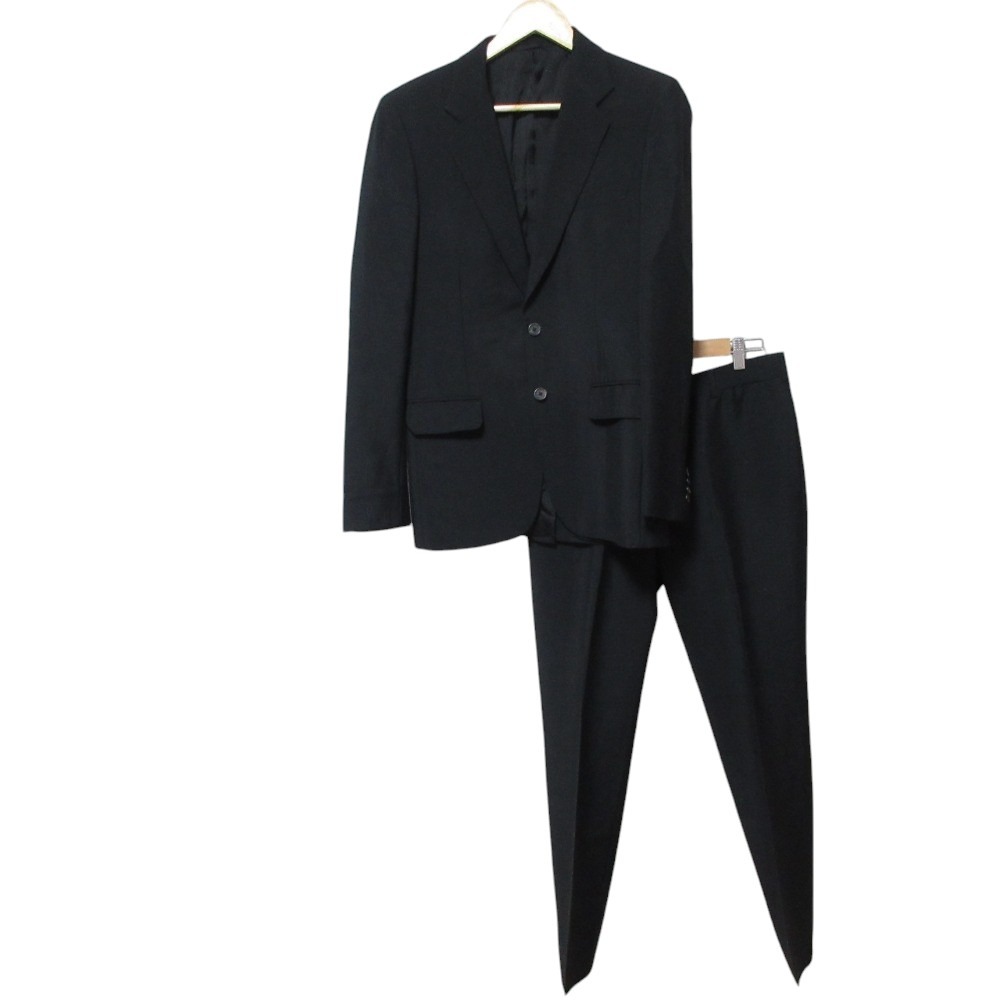 プラダスーツセットアップ46 紺色モヘヤ混生地